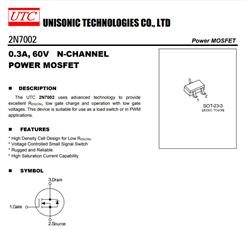 UTC 2N7002G SOT-23-3--0.3A, 60V ʈЧw